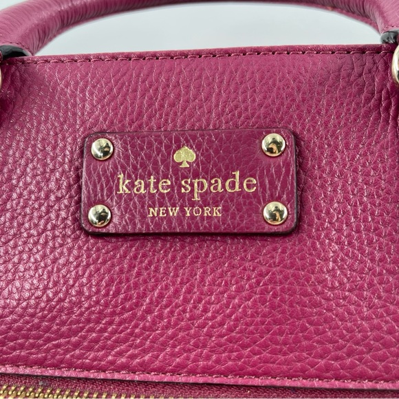Kate Spade Magenta Pebbled Leather Zip Pocket Satchel Shoulder Bag - Picture 3 of 16
